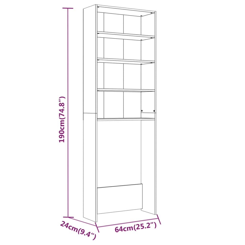 Waschmaschinenschrank Grau Sonoma 64x24x190 cm - Pazzar.ch