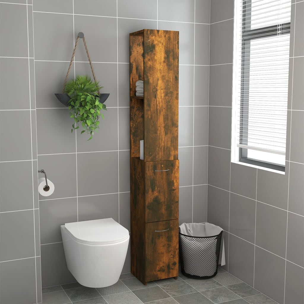 Badschrank Räuchereiche 25x26,5x170 cm Holzwerkstoff