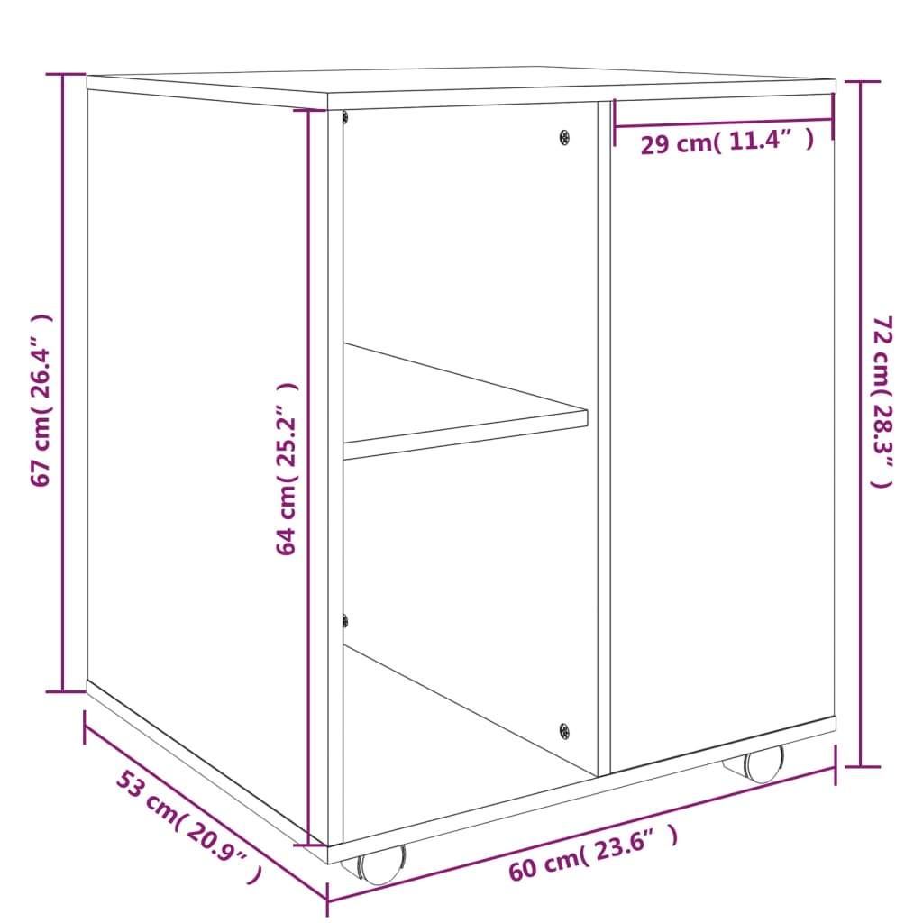 Rollschrank Grau Sonoma 60x53x72 cm Holzwerkstoff - Pazzar.ch