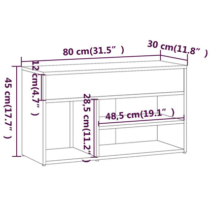 Schuhbank Braun Eichen-Optik 80x30x45 cm Holzwerkstoff - Pazzar.ch