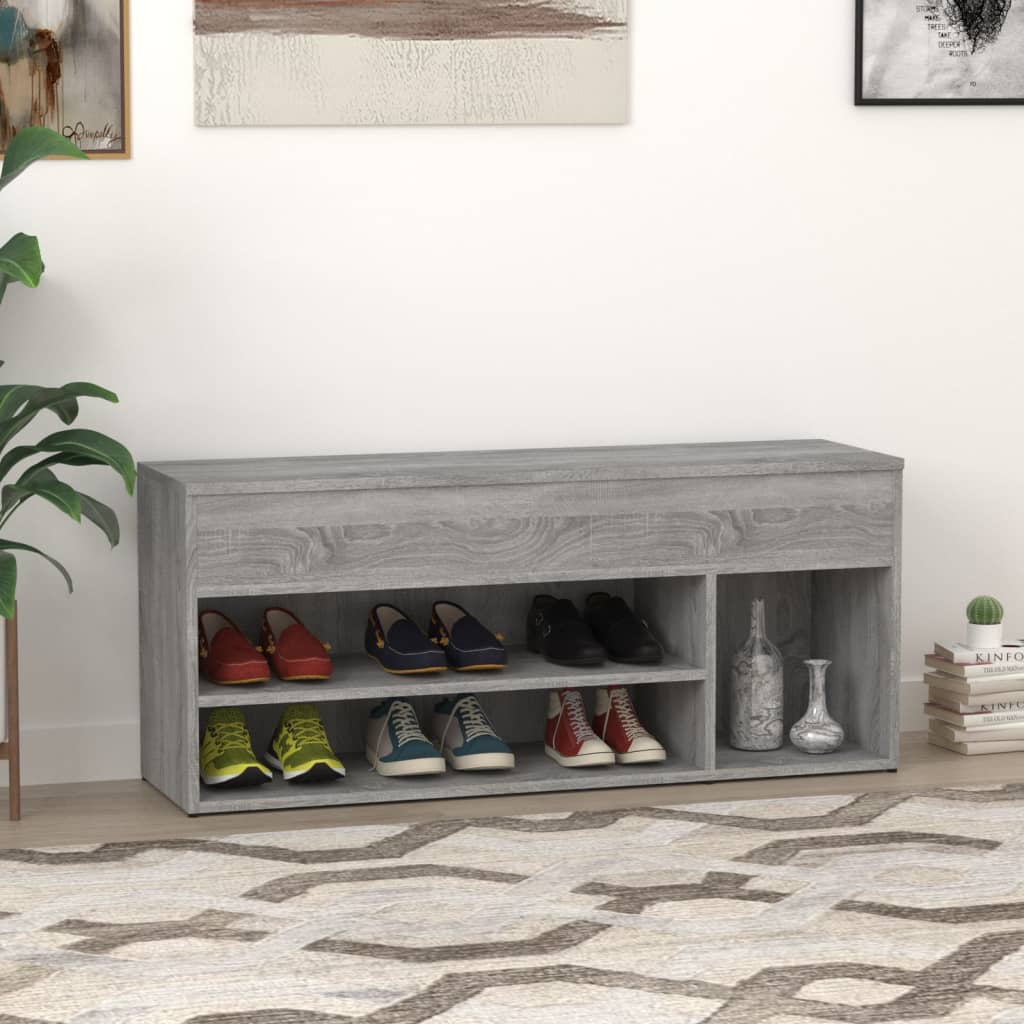 Schuhbank Grau Sonoma 105x30x45 cm Holzwerkstoff - Pazzar.ch