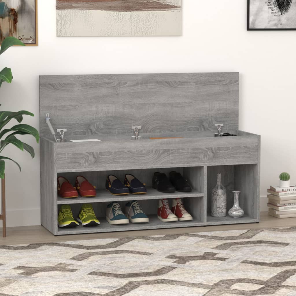 Schuhbank Grau Sonoma 105x30x45 cm Holzwerkstoff - Pazzar.ch
