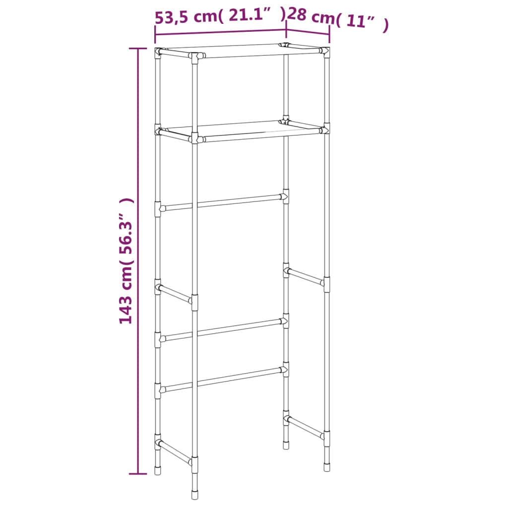 Toilettenregal 2 Ablagen Schwarz 53,5x28x143 cm Eisen - Pazzar.ch