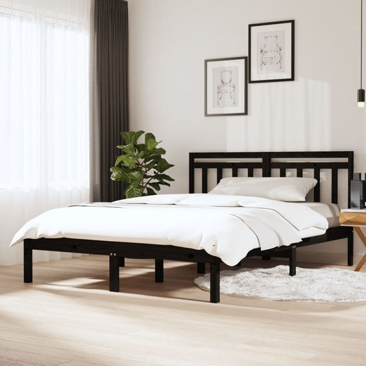 Massivholzbett Schwarz Kiefer 140x190 cm - Pazzar.ch