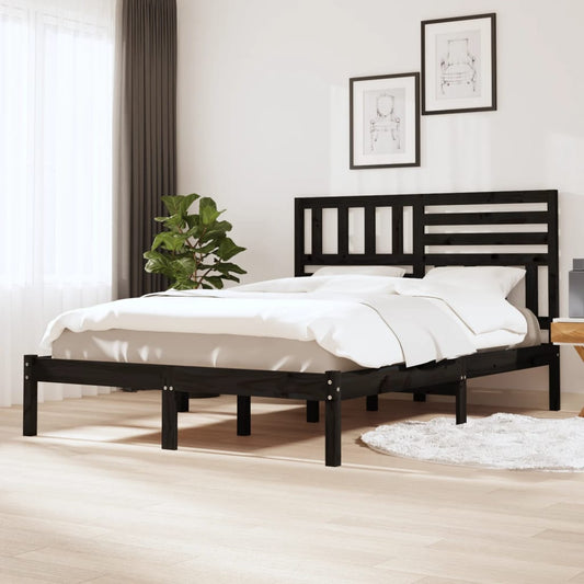 Massivholzbett Schwarz Kiefer 140x190 cm - Pazzar.ch