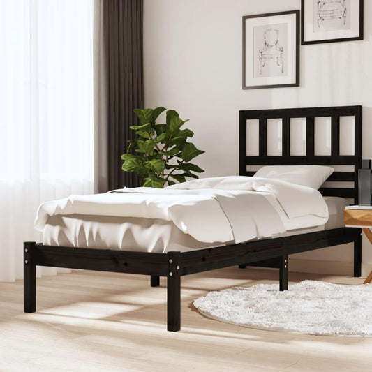 Massivholzbett Schwarz Kiefer 100x200 cm - Pazzar.ch