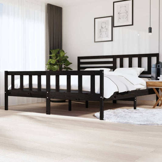 Massivholzbett Schwarz 200x200 cm - Pazzar.ch