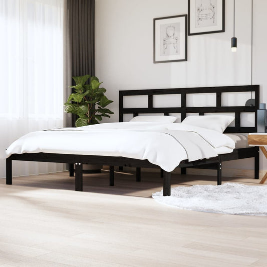 Massivholzbett Schwarz Kiefer 200x200 cm - Pazzar.ch