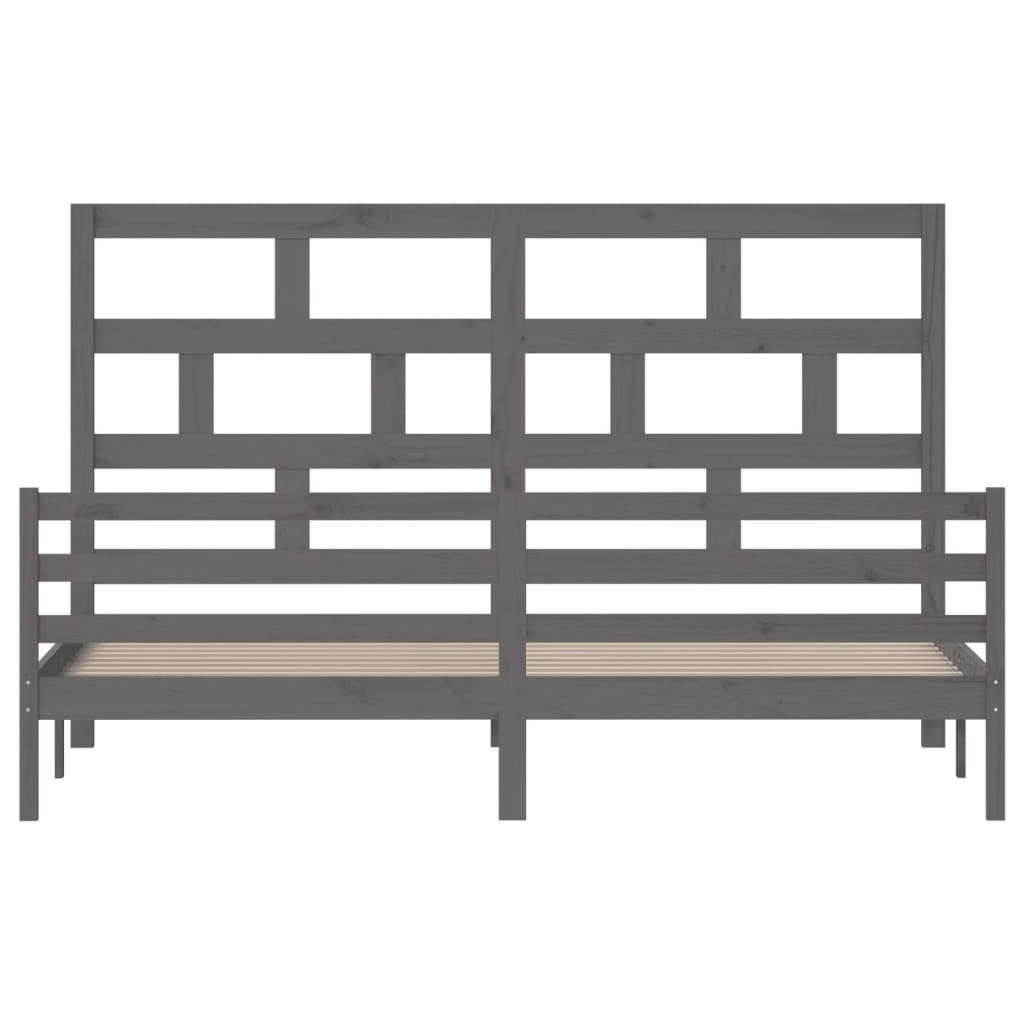 Massivholzbett Grau Kiefer 200x200 cm - Pazzar.ch