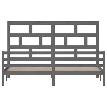 Massivholzbett Grau Kiefer 200x200 cm - Pazzar.ch