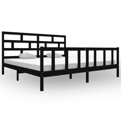 Massivholzbett Schwarz Kiefer 200x200 cm - Pazzar.ch