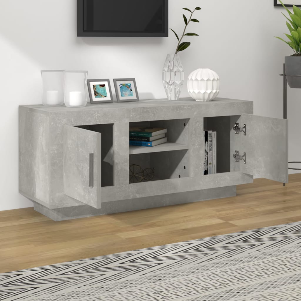 TV-Schrank Betongrau 102x35x45 cm Holzwerkstoff - Pazzar.ch