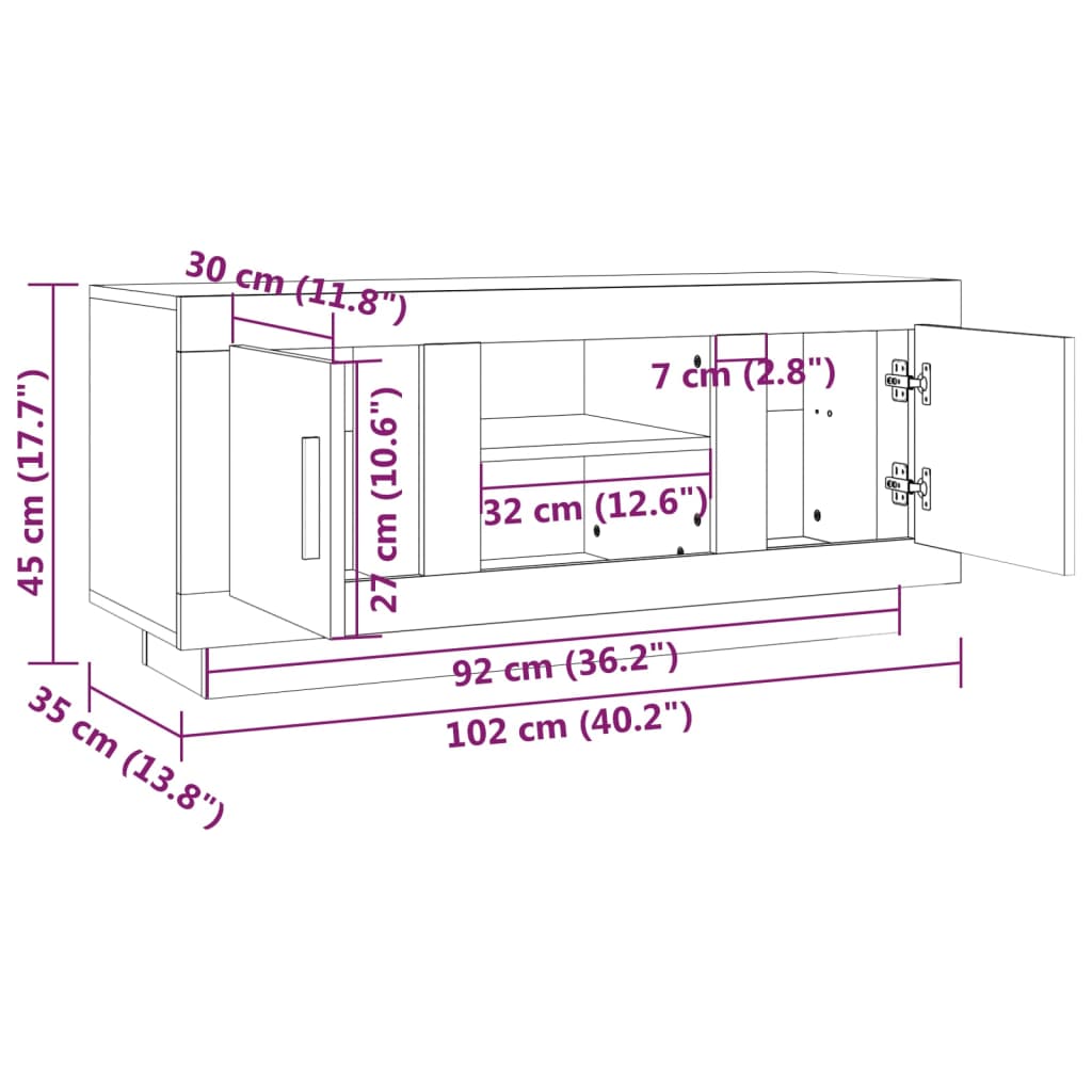 TV-Schrank Betongrau 102x35x45 cm Holzwerkstoff - Pazzar.ch