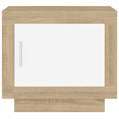 Couchtisch Weiß und Sonoma-Eiche 51x50x45 cm Holzwerkstoff - Pazzar.ch