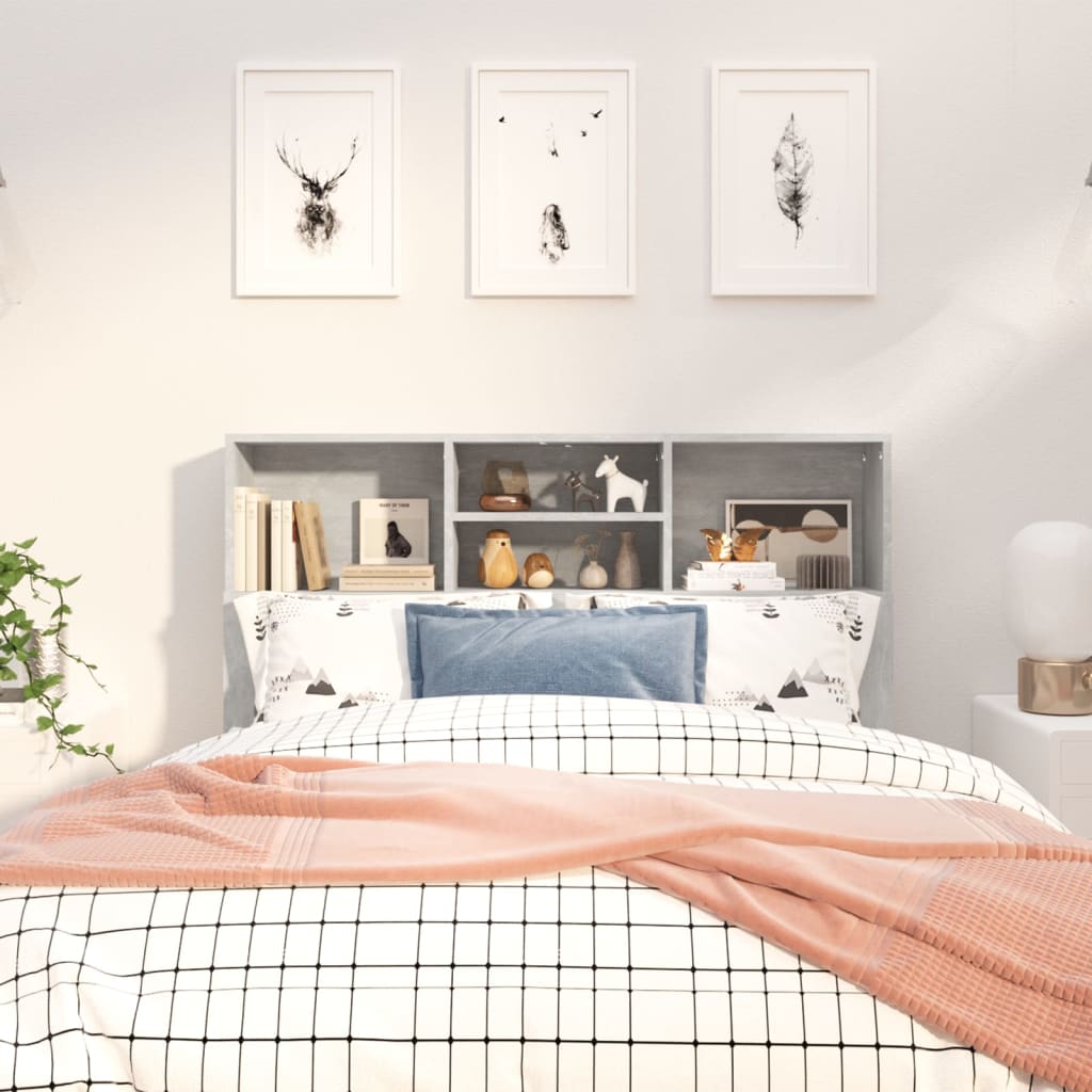 Bett-Kopfteil mit Ablagen Betongrau 120x19x103,5 cm - Pazzar.ch