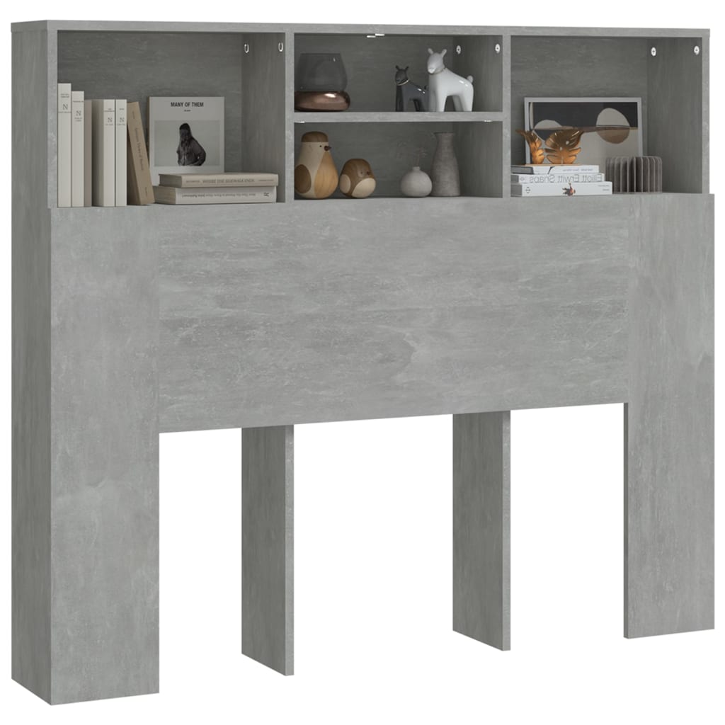 Bett-Kopfteil mit Ablagen Betongrau 120x19x103,5 cm - Pazzar.ch