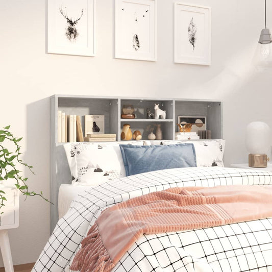Bett-Kopfteil mit Ablagen Betongrau 120x19x103,5 cm - Pazzar.ch