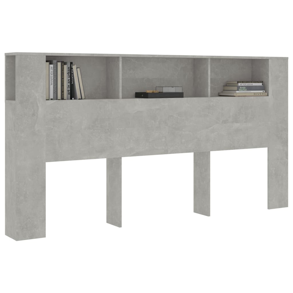 Kopfteil mit Ablagen Betongrau 200x18,5x104,5 cm - Pazzar.ch