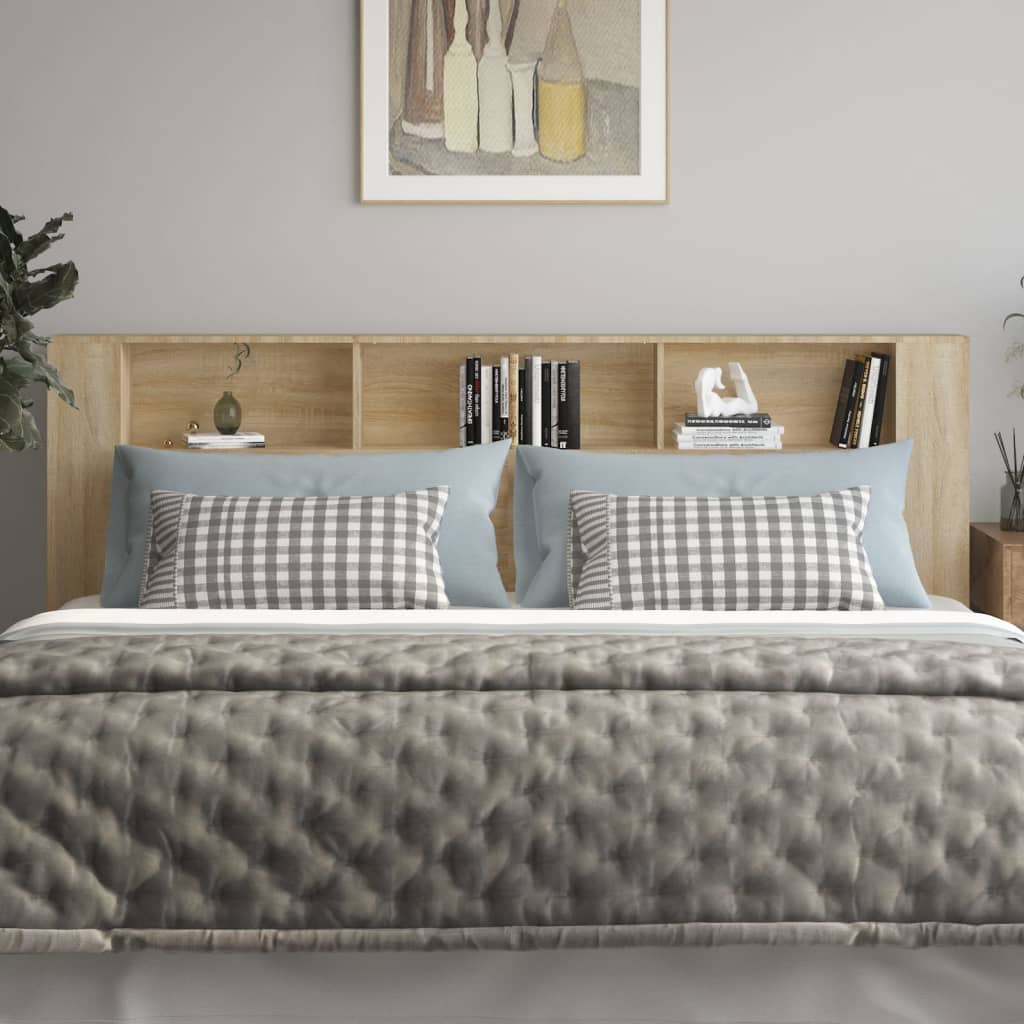 Kopfteil mit Ablagen Sonoma-Eiche 220x18,5x104,5 cm - Pazzar.ch