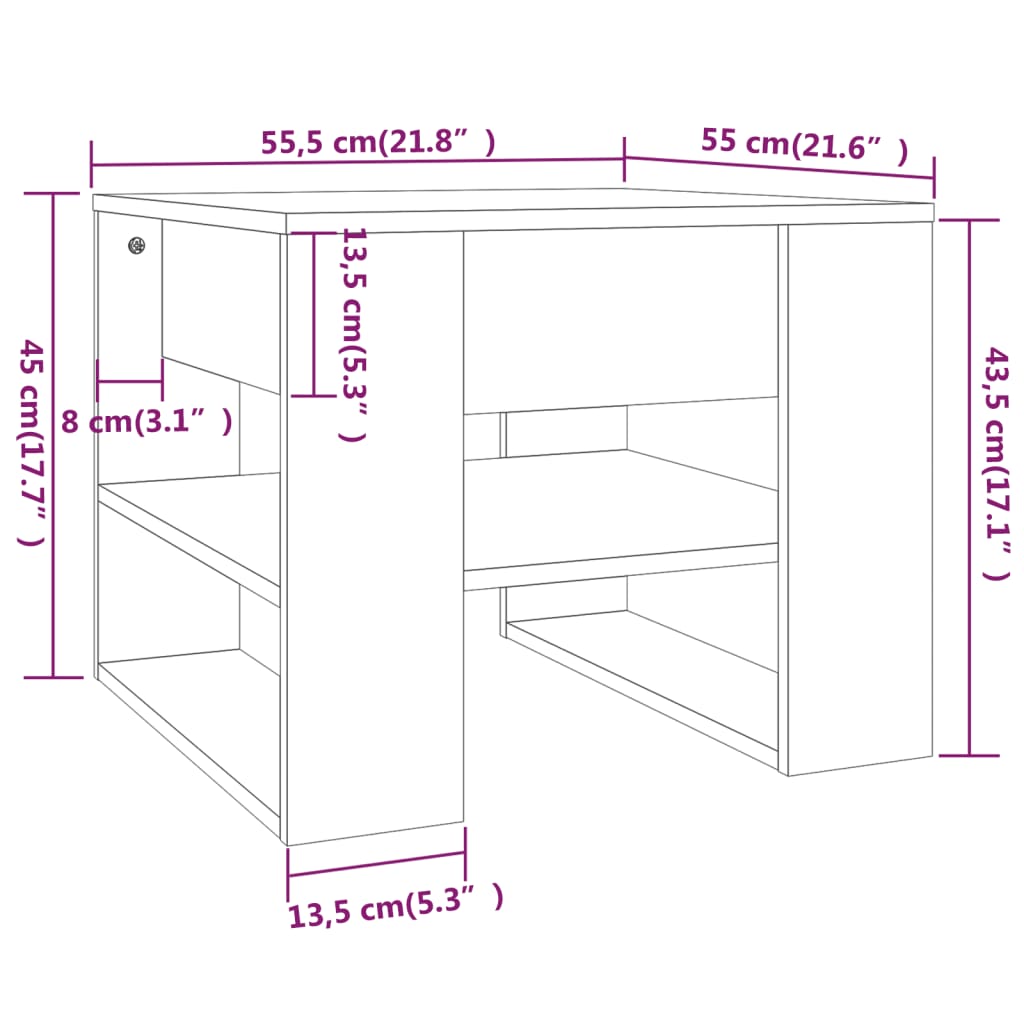 Couchtisch Braun Eiche 55,5x55x45 cm Holzwerkstoff - Pazzar.ch