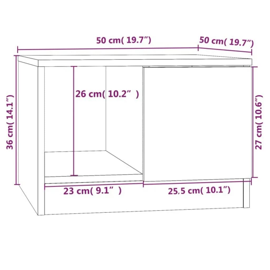 Couchtisch Grau Sonoma 50x50x36 cm Holzwerkstoff - Pazzar.ch