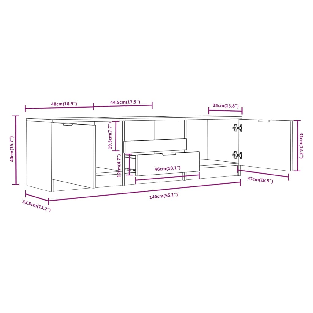 TV-Schrank Grau Sonoma 140x35x40 cm Holzwerkstoff - Pazzar.ch