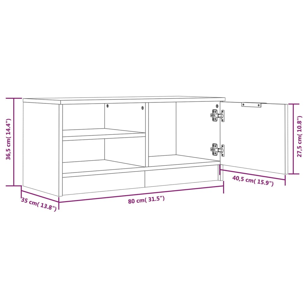 TV-Schrank Grau Sonoma 80x35x36,5 cm Holzwerkstoff - Pazzar.ch