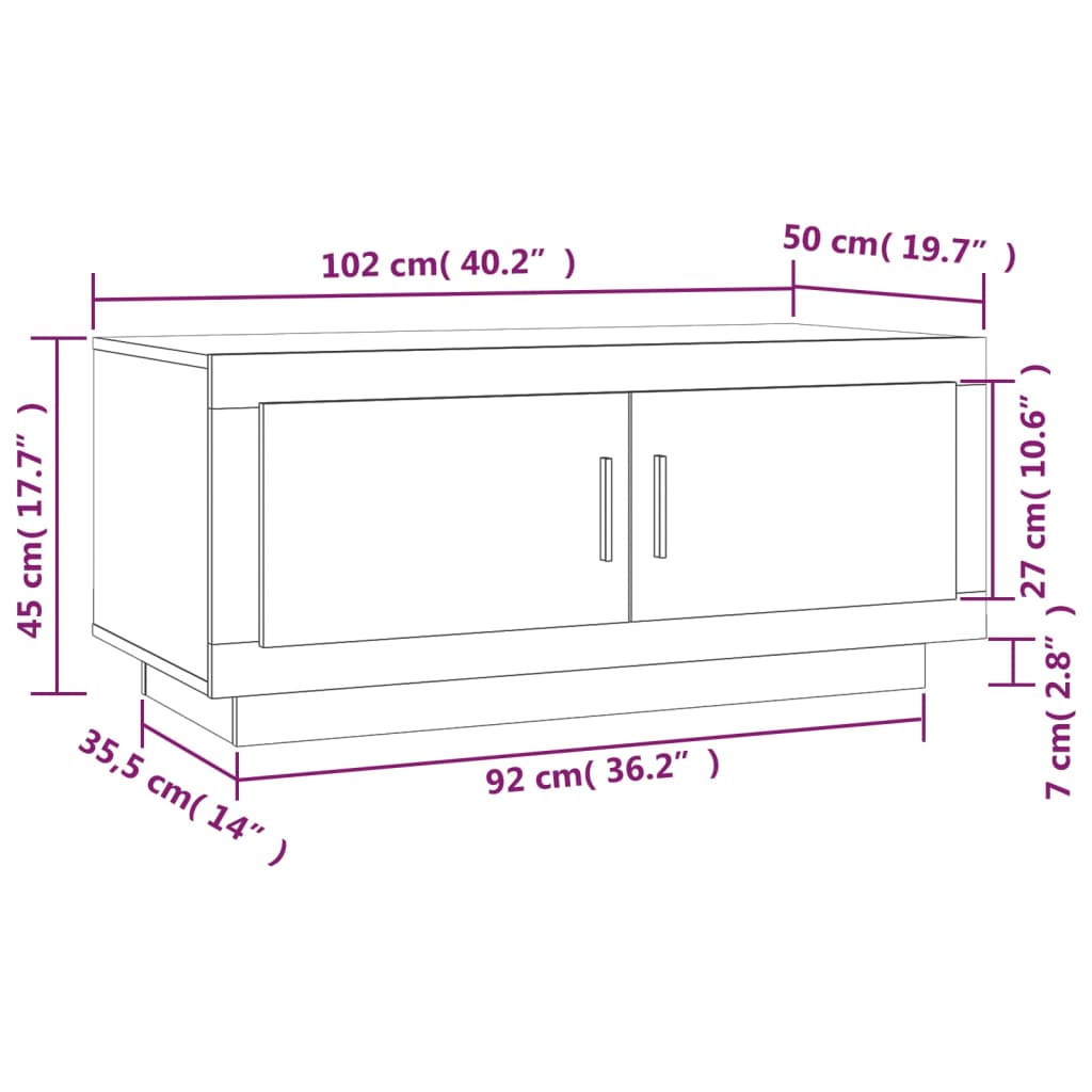 Couchtisch Räuchereiche 102x50x45 cm Holzwerkstoff - Pazzar.ch
