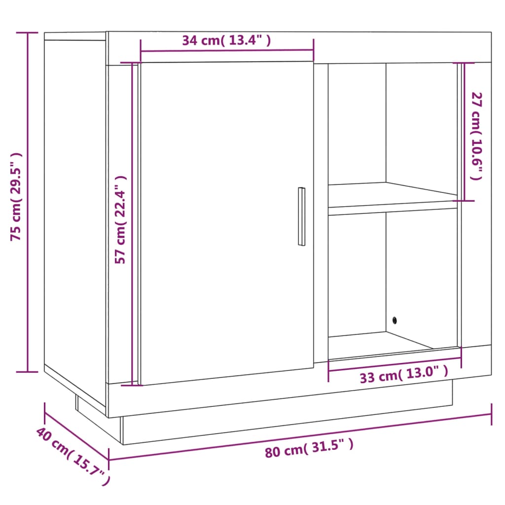 Sideboard Räuchereiche 80x40x75 cm - Pazzar.ch