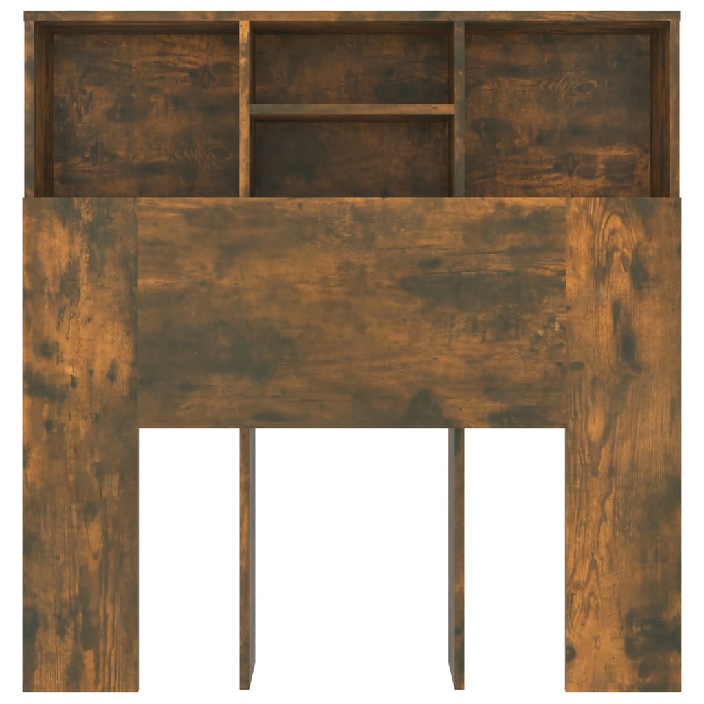 Kopfteil mit Ablagen Räuchereiche 100x19x103,5 cm - Pazzar.ch