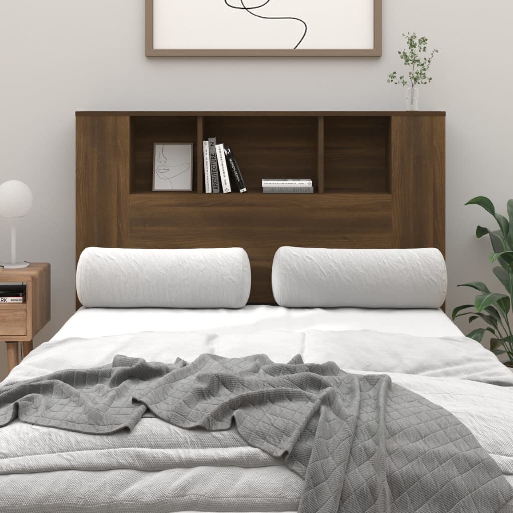 Kopfteil mit Ablagen Braun Eichen-Optik 120x18,5x102,5 cm - Pazzar.ch