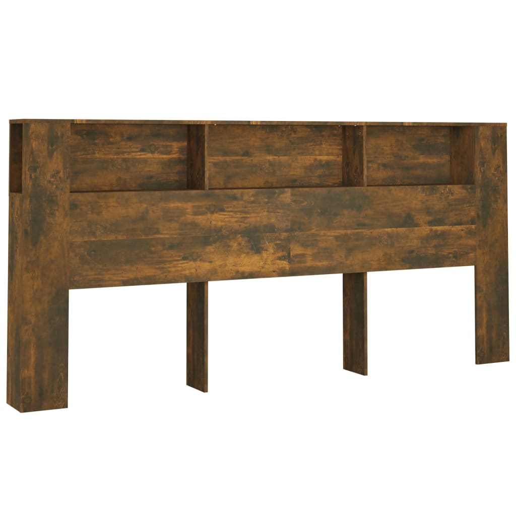 Kopfteil mit Ablagen Räuchereiche 220x18,5x104,5 cm - Pazzar.ch