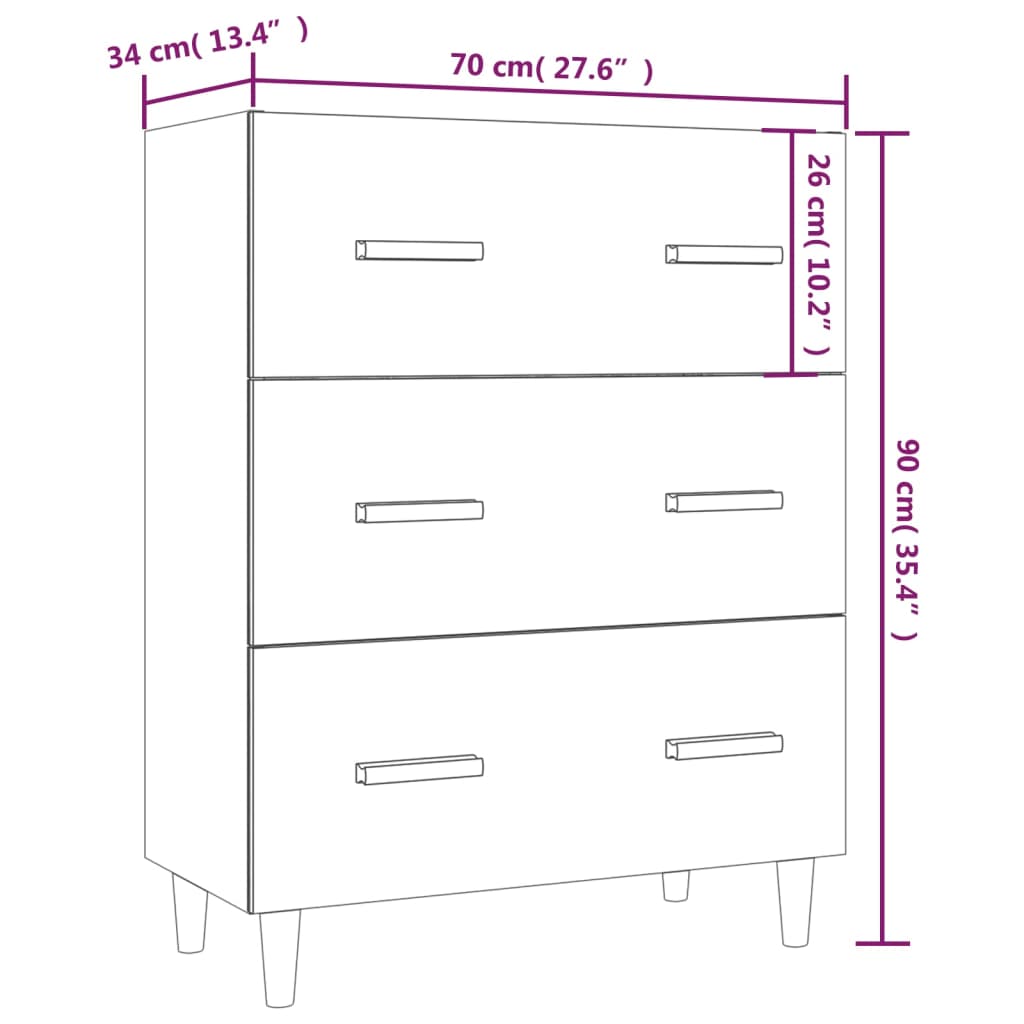 Sideboard Sonoma-Eiche 70x34x90 cm Holzwerkstoff - Pazzar.ch