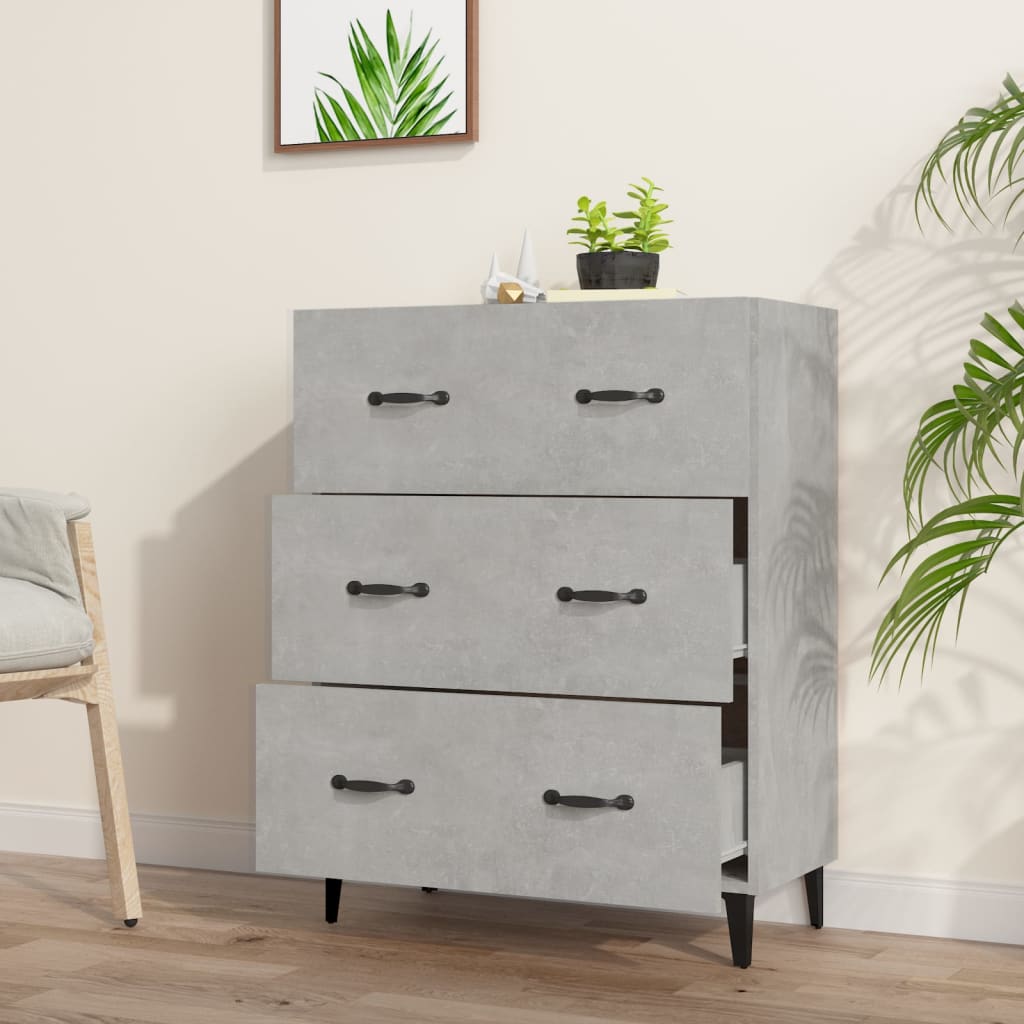 Sideboard Betongrau 69,5x34x90 cm Holzwerkstoff - Pazzar.ch