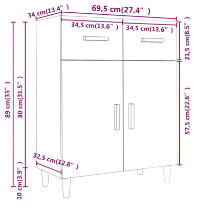 Sideboard Betongrau 69,5x34x89 cm Holzwerkstoff - Pazzar.ch