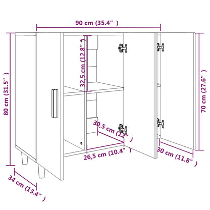 Sideboard Betongrau 90x34x80 cm Holzwerkstoff - Pazzar.ch