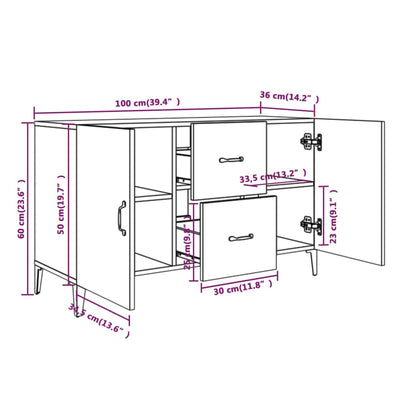 Sideboard Betongrau 100x36x60 cm Holzwerkstoff - Pazzar.ch