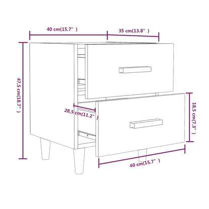 Nachttische 2 Stk. Braun Eichen-Optik 40x35x47,5 cm - Pazzar.ch