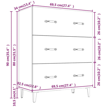 Sideboard Räuchereiche 69,5x34x90 cm Holzwerkstoff - Pazzar.ch
