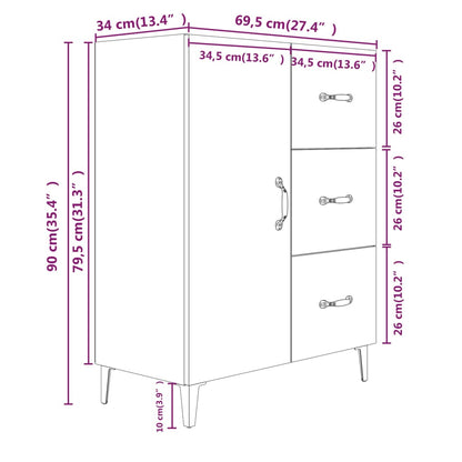 Sideboard Grau Sonoma 69,5x34x90 cm Holzwerkstoff - Pazzar.ch
