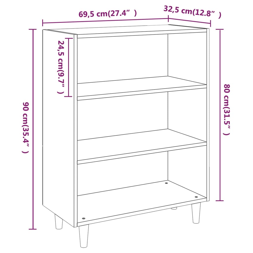 Sideboard Grau Sonoma 69,5x32,5x90 cm Holzwerkstoff - Pazzar.ch