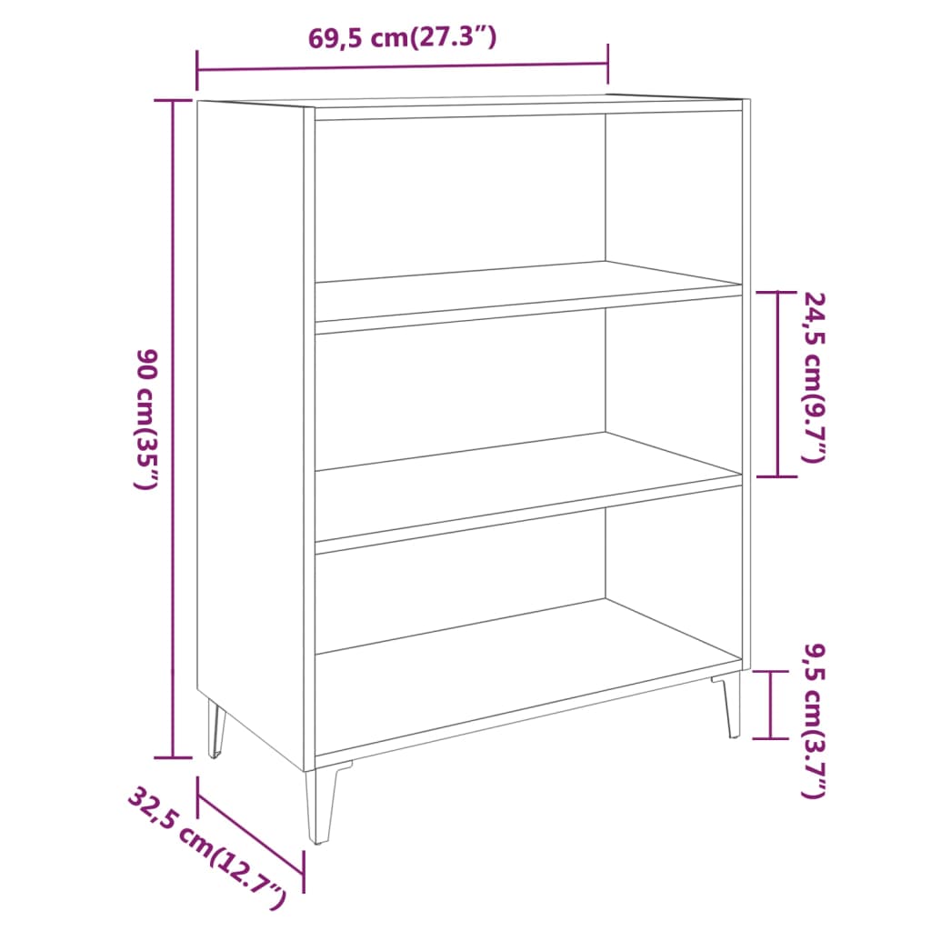 Sideboard Grau Sonoma 69,5x32,5x90 cm Holzwerkstoff - Pazzar.ch