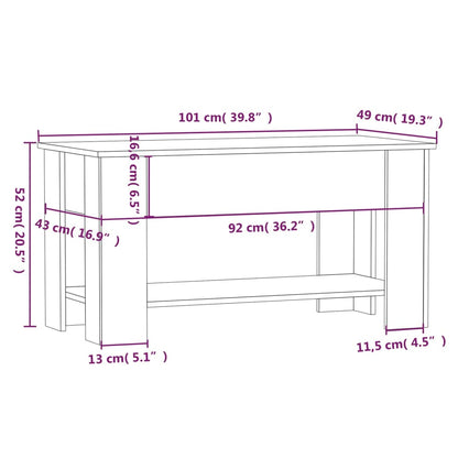Couchtisch Räuchereiche 101x49x52 cm Holzwerkstoff - Pazzar.ch