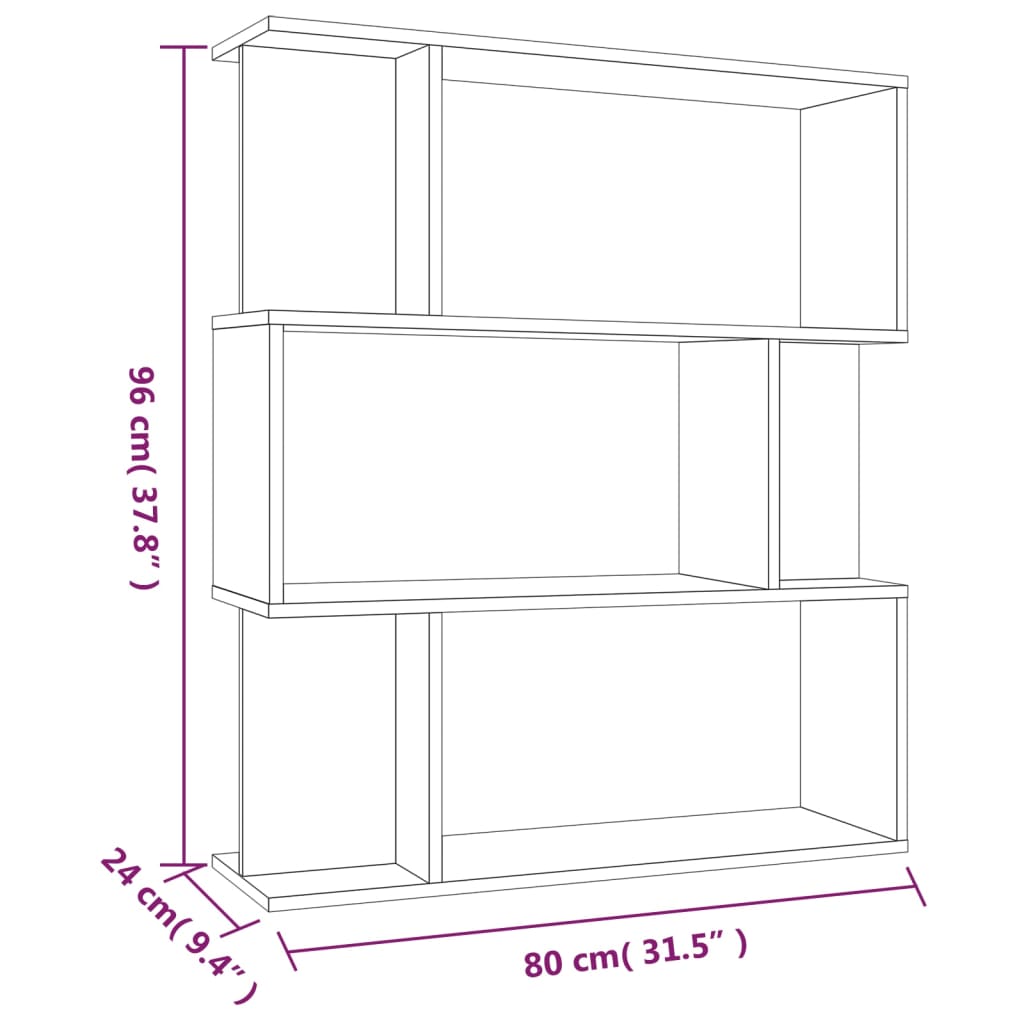 Bücherregal/Raumteiler Grau Sonoma 80x24x96 cm Holzwerkstoff - Pazzar.ch
