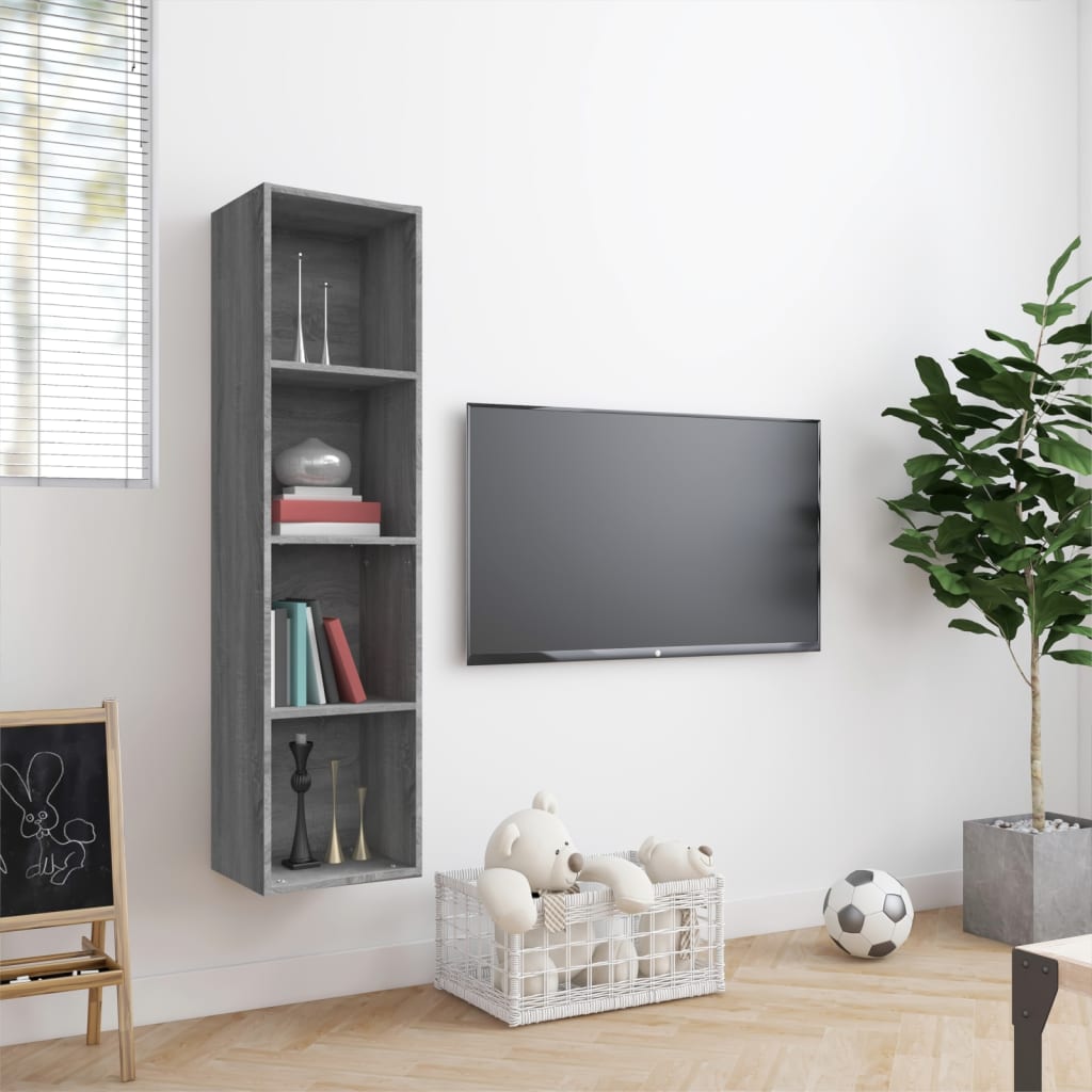 Bücherregal/TV-Schrank Grau Sonoma 143x30x36 cm Holzwerkstoff - Pazzar.ch