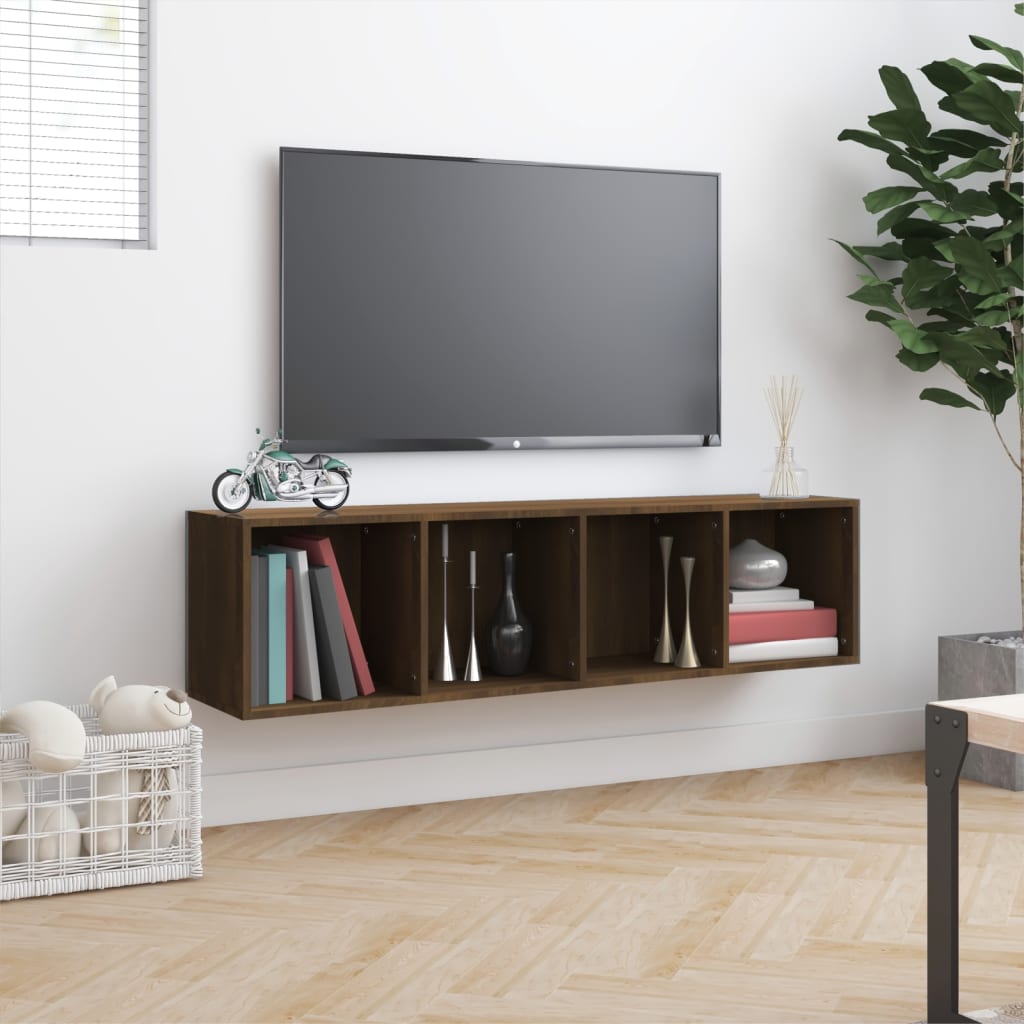 Bücherregal/TV-Schrank Braun Eiche 143x30x36 cm Holzwerkstoff - Pazzar.ch