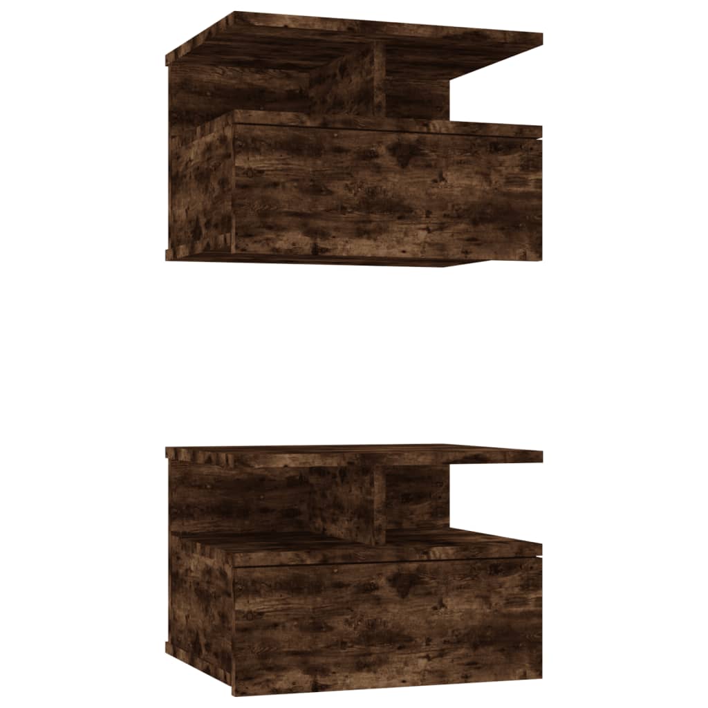 Nachttisch 2Stk. Hängend Räuchereiche 40x31x27 cm Holzwerkstoff - Pazzar.ch