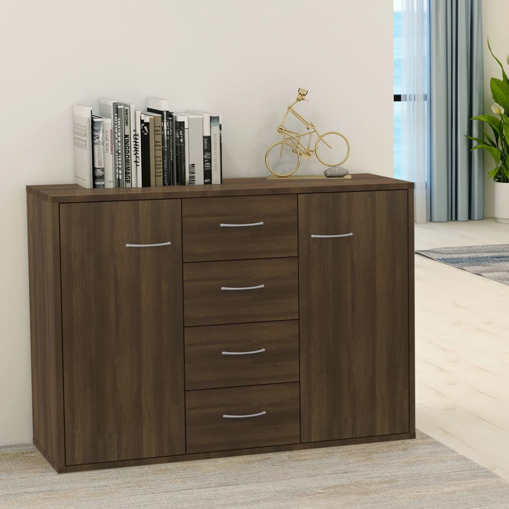 Sideboard Braun Eichen-Optik 88x30x65 cm Holzwerkstoff - Pazzar.ch