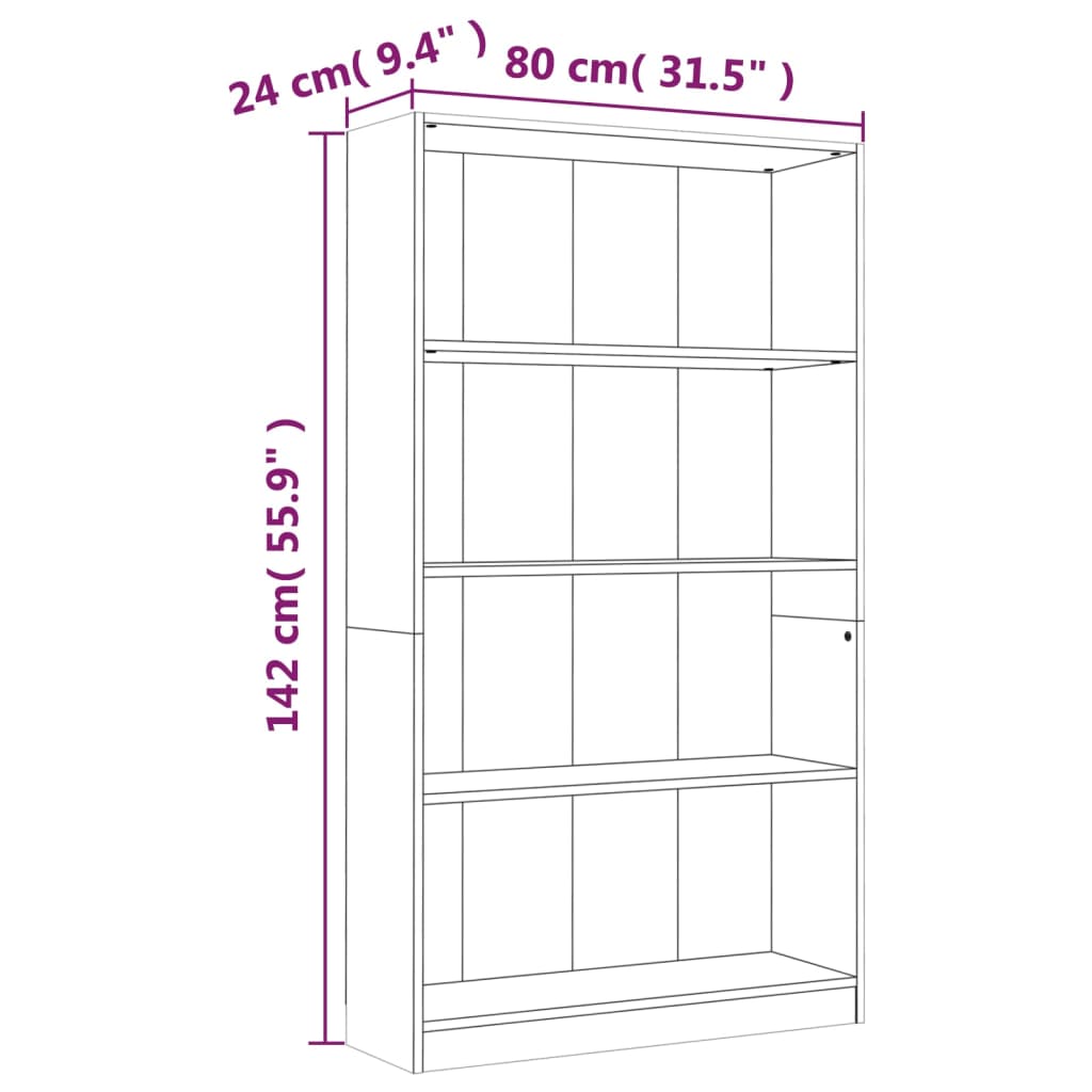 Bücherregal 4 Fächer Grau Sonoma 80x24x142 cm Holzwerkstoff - Pazzar.ch