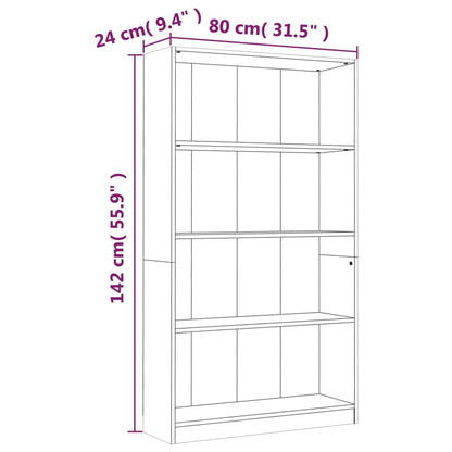 Bücherregal 4 Fächer Grau Sonoma 80x24x142 cm Holzwerkstoff - Pazzar.ch